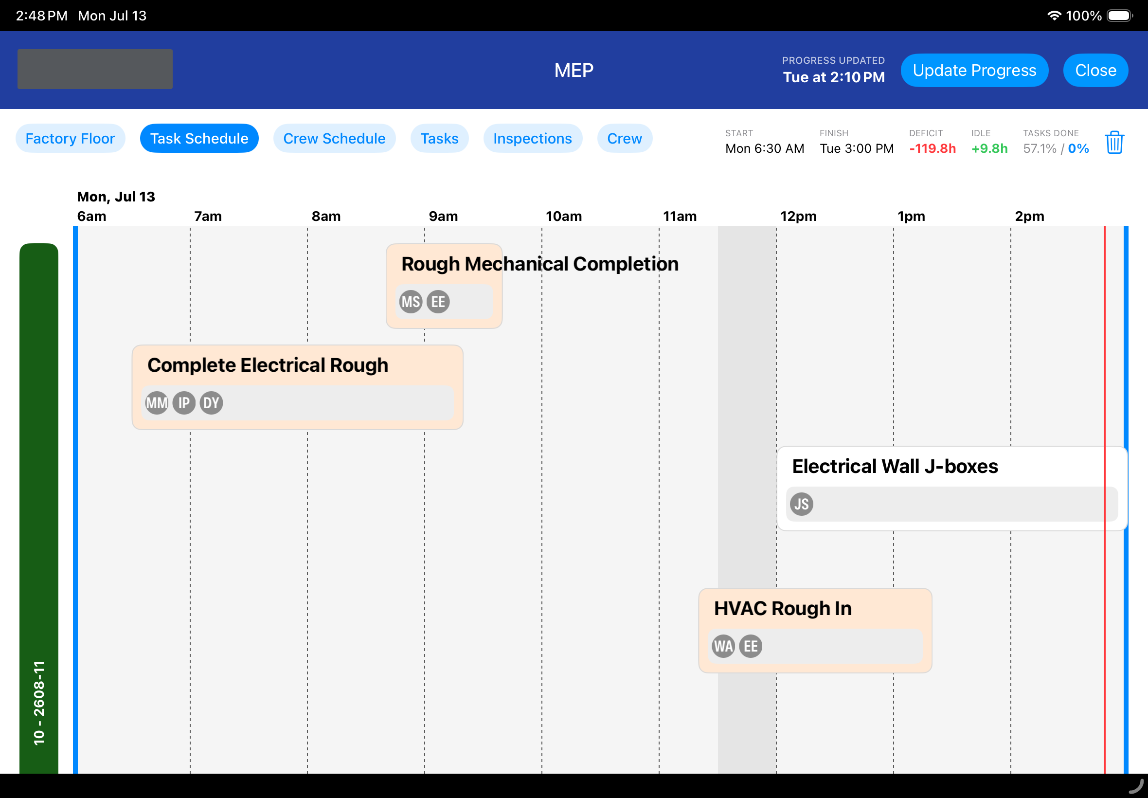 Task schedule screenshot